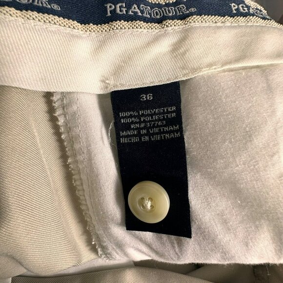 PGA Tour Men's Light Beige Golf Shorts Size 36 Zip Fly Pockets - Picture 7 of 8